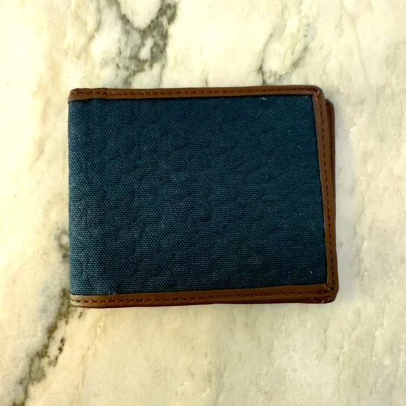 Coach Men's Slim Navy and Brown Signature  Wallet - Picture 6 of 7